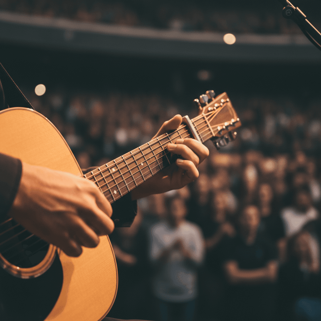 Live musician performing with guitar