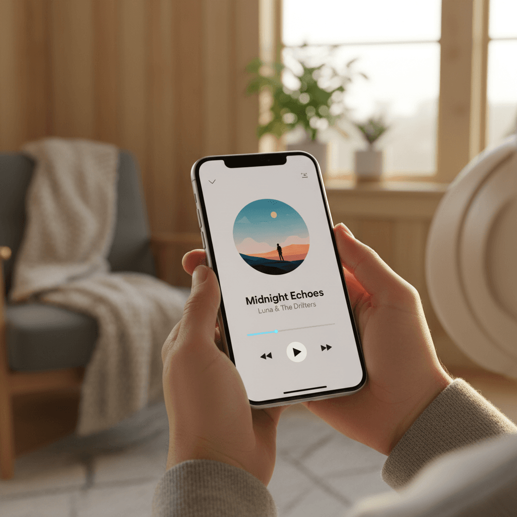 Music listener with headphones