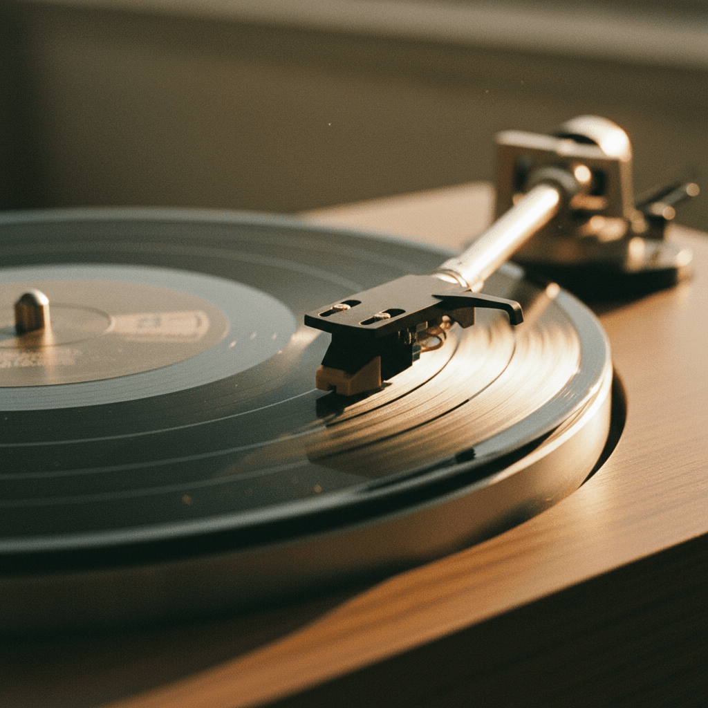 Vinyl record during playback